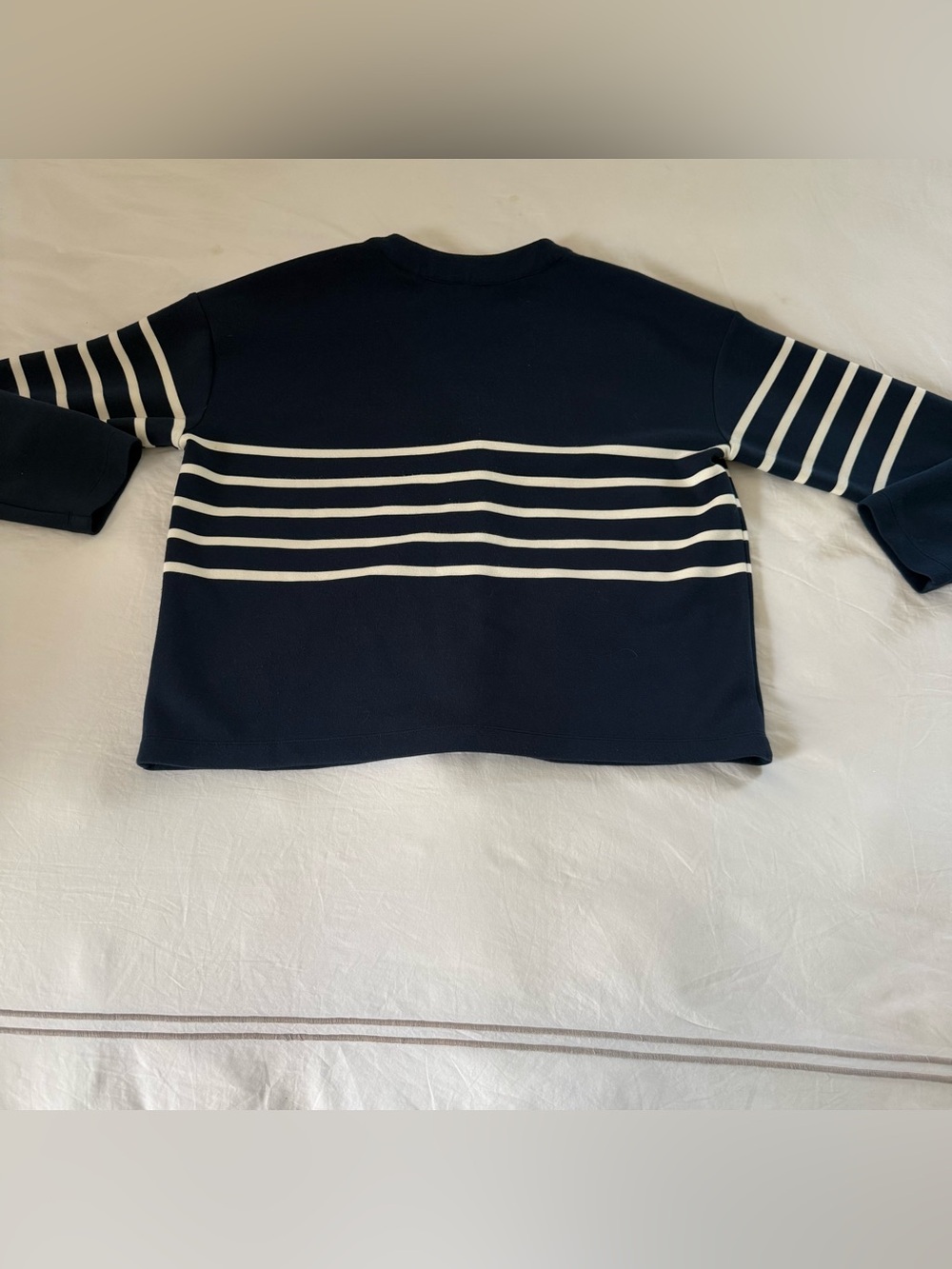 Spanx Air Essentials Blue White Striped Cardigan Size Medium - Picture 7 of 7